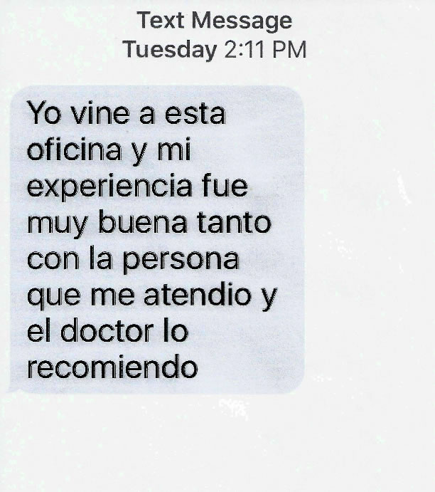 Patient review screenshot — EH